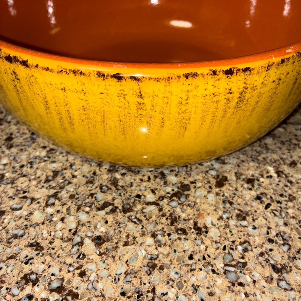 Yellow and Brown Ceramic Bowl De Silva